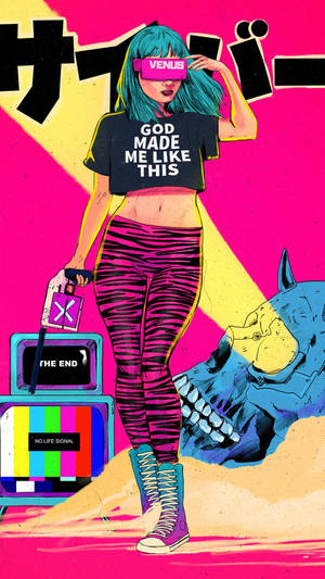 Pink Pop Art Aesthetic Girl Wallpaper