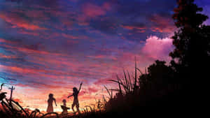 Pink Purple Anime Sky Wallpaper