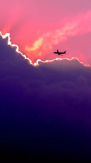 Pink Purple Clouds Airplane Iphone Wallpaper