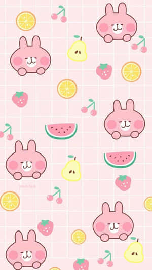 Pink Rabbit Cute Pattern Iphone Wallpaper