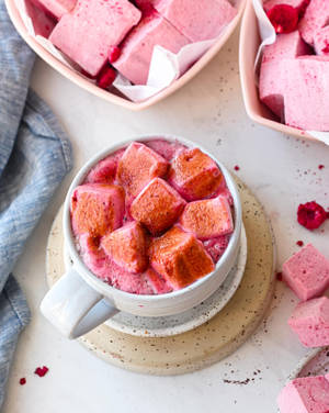 Pink Raspberry Marshmallow Drink Wallpaper