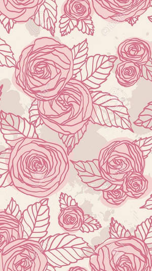 Pink Rose Iphone Pattern Background Wallpaper