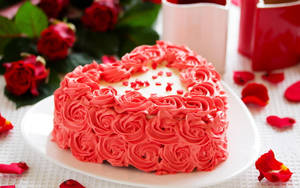 Pink Roses Cake Wallpaper