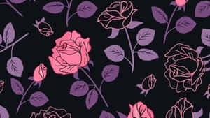 Pink Roses On Black Background Wallpaper