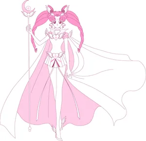 Pink Sailor Moon Outline Art Wallpaper