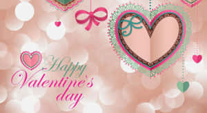 Pink Valentine Day Lovely Greeting Banner Wallpaper