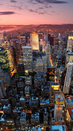 Pinkish Sky New York Skyline Iphone Wallpaper