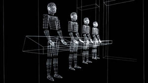 Pioneering Techno Musicians Kraftwerk Performing With Futuristic Hologram Effects Wallpaper