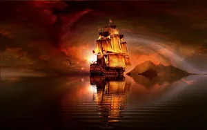 Pirate Ship Digital Art Wallpaper