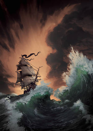 Pirate Ship In Storm Wallpaper