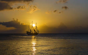 Pirate Ship Ocean Desktop Wallpaper