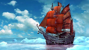 Pirate Ship Sea Ice Wallpaper