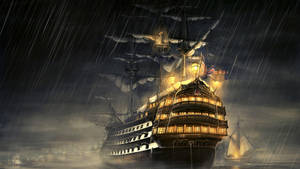 Pirate Ships In Aesthetic Wallpaper