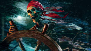 Pirate Skeleton Ship Wheel Wallpaper