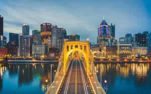 Pittsburgh Skyline From Clemente Bridge Wallpaper