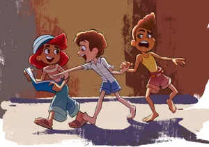 Pixar Luca Giulia Book Wallpaper