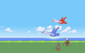 Pixel Art Lugia Flying Wallpaper