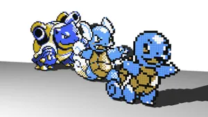 Pixel Squirtle Evolution Wallpaper