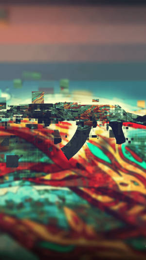Pixelated Neon Rifle Cs Go Iphone Wallpaper