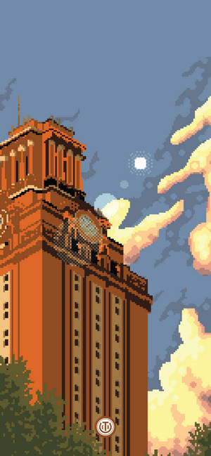 Pixelated University Of Texas Clock Tower Wallpaper