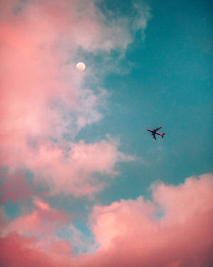 Plane Moon Cloud Iphone Wallpaper