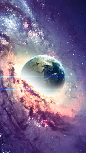 Planet Emerging In Space 4k Phone Wallpaper