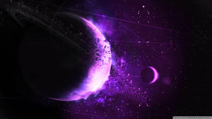 Planet Saturn In Purple Wallpaper