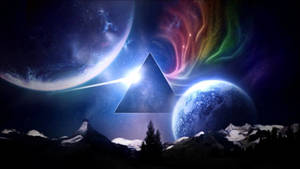Planet With Rainbow Prism Wallpaper