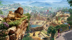 Planet Zoo With Lion And Its Cubs Wallpaper