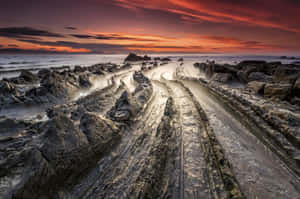 Playa De Barrika Spain Mud Road Wallpaper