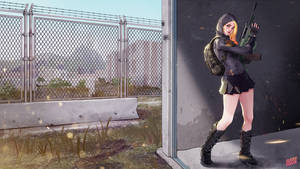Playerunknown's Battlegrounds Gunner Girl With Backpack Wallpaper