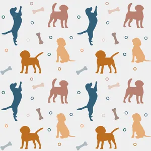 Playful Aesthetic Dogs Pattern Wallpaper