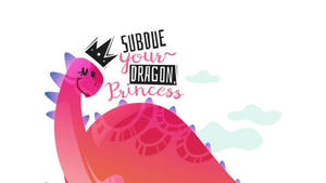 Playful Pink Dinosaur Princess With Sparkling Tiara Wallpaper