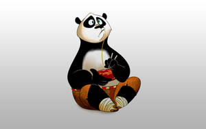 Po The Panda Enthusiastically Indulging In His Favorite Bowl Of Noodles! Wallpaper