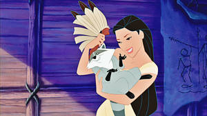 Pocahontas Carrying Meeko Wallpaper