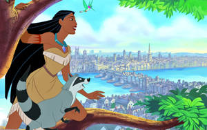 Pocahontas Looking At City Wallpaper