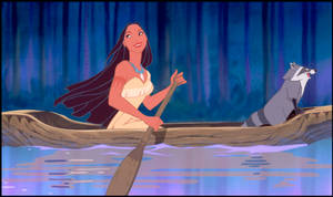 Pocahontas Rowing Boat With Meeko Wallpaper