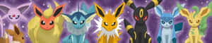 Pokemon - A Group Of Pokemon In A Purple Background Wallpaper