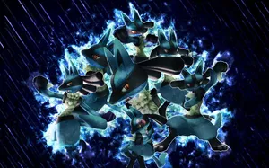 Pokemon Lucario Blue Collage Wallpaper
