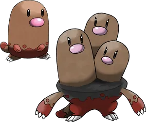 Pokémon's Diglett And Dugtrio White Background Wallpaper