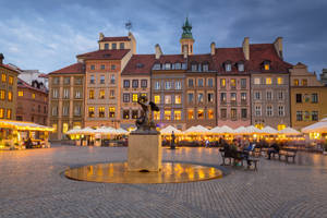 Poland Old Town Night Lights Wallpaper