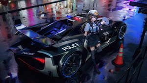 Police Anime Car Wallpaper