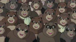 Pom Poko Characters Celebrating On The Hill Wallpaper