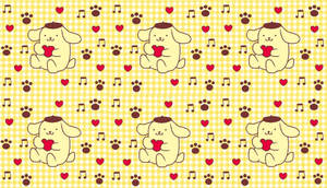 Pompompurin Pawprint Heart Music Pattern Hd Wallpaper