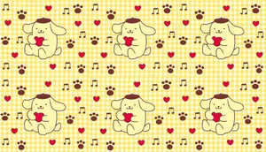 Pompompurin Pawprint Heart Music Pattern Hd Wallpaper