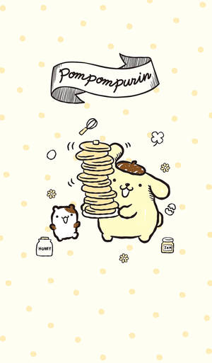 Pompompurin With Pancakes Wallpaper