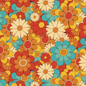 Pop 70s Floral Design Wallpaper