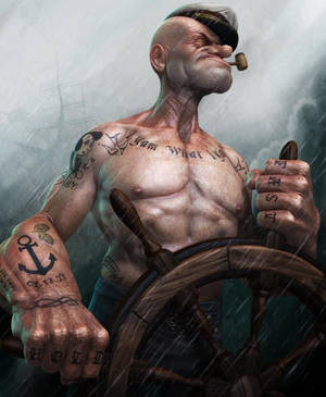 Popeye Sailing In A Storm Wallpaper
