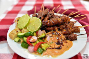 Pork Satay With Lemons And Peanut Sauce Wallpaper