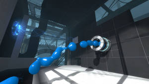 Portal 2 Dual Screen Blue Gel Wallpaper